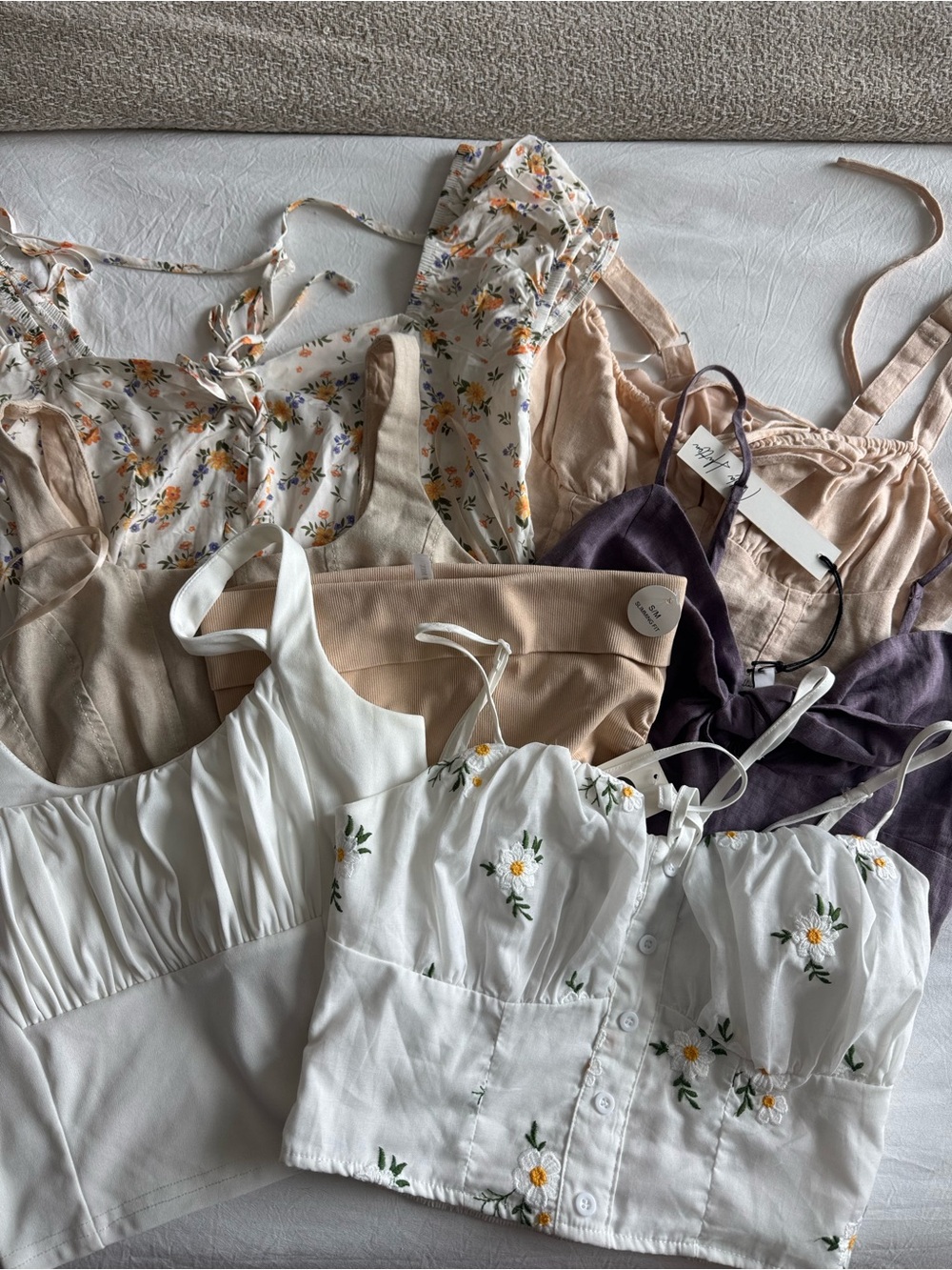 Set of 7 cropped tanks and tops